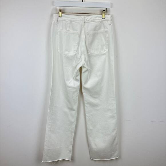 J.Crew Tall Sailor Mid Rise Relaxed Demi Boot Jean White Gold Buttons US 25T NWT - Picture 9 of 13